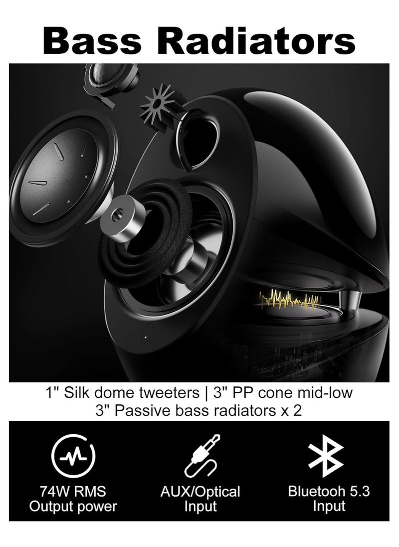 EDIFIER - Edifier e25HD Luna Eclipse HD 2.0 Bluetooth Speakers with Digital Optical Input Black - Image 1