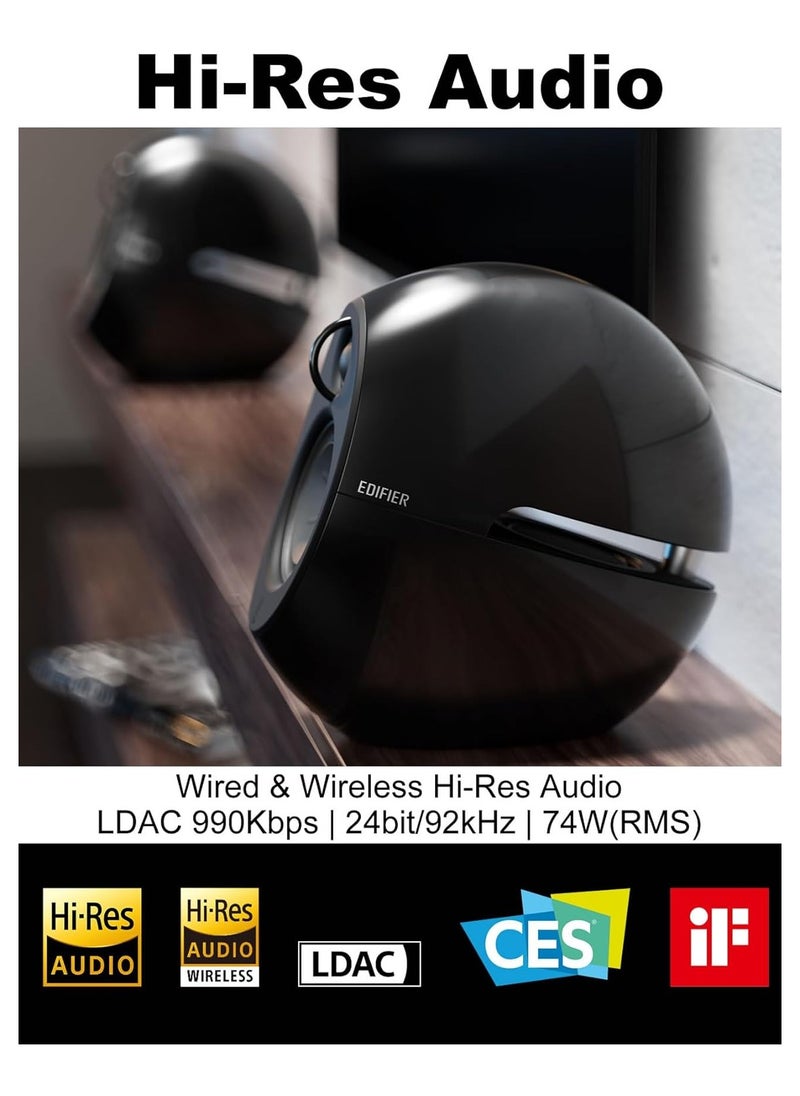 EDIFIER - Edifier e25HD Luna Eclipse HD 2.0 Bluetooth Speakers with Digital Optical Input Black - Image 1