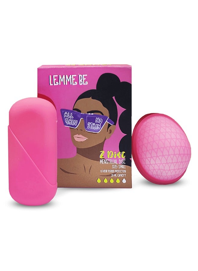 LEMME BE Reusable Menstrual Cup Disc for Women with a Soft Pouch 100% Medical Grade Silicone FDA Approved, Rash Free, 12 hours Protection Holds up to 55ml, Medium (Pink) - Image 1