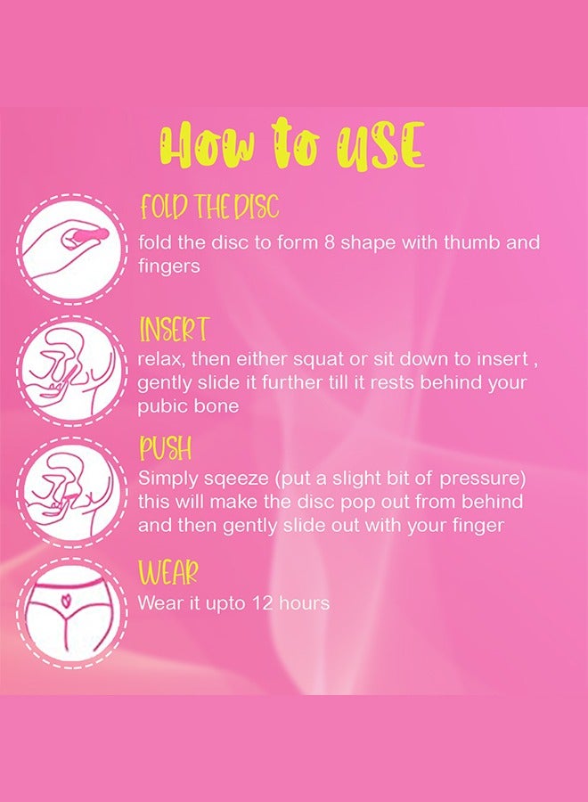 LEMME BE Reusable Menstrual Cup Disc for Women with a Soft Pouch 100% Medical Grade Silicone FDA Approved, Rash Free, 12 hours Protection Holds up to 55ml, Medium (Pink) - Image 3