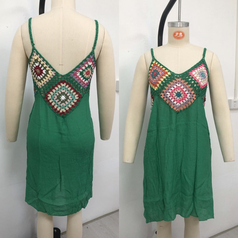Crochet Patchwork Beach Skirt Crochet Beach Blouse Bamboo Cotton Beach Sling Skirt Ethnic Skirt - Image 5