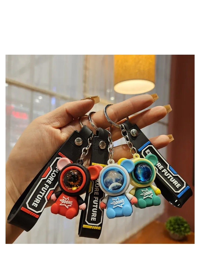 Lightning Bear Metal Keychain Doll Lovely Car Bag Keyring Girl Boy Couple Lover Knitted Lanyard Gift - Image 1