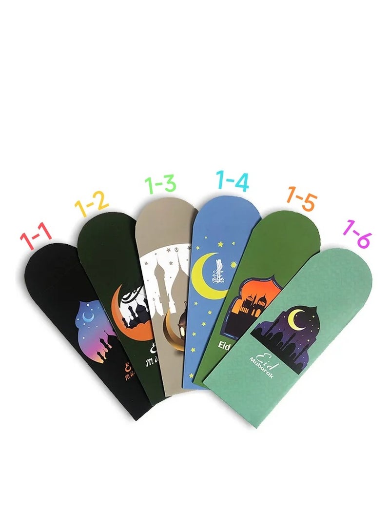 6 Pieces Eid Mubarak Paper Money Envelopes Cash Paper Wallets Money Packet 1-4 - Image 1