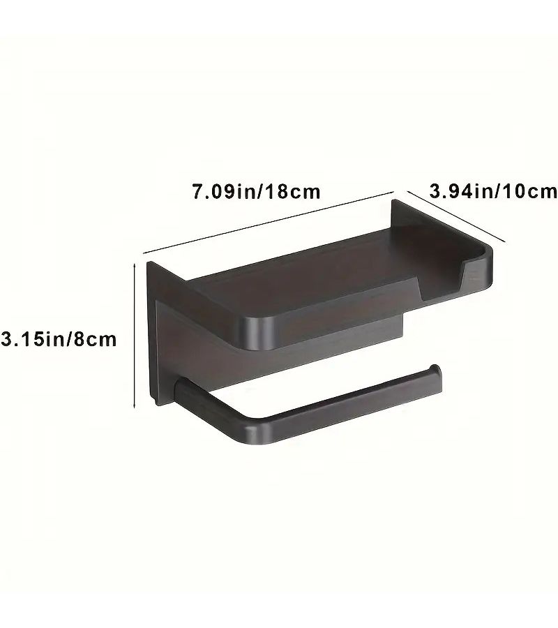 Premium Gray Plastic Self Adhesive Wall Mount Bathroom Tissue Holder With Storage Shelf For Toilet Paper Towels Smartphones And Watches Home Hotel Bathroom - Image 4