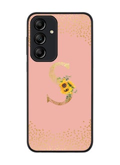 Rugged Black Edge Case for Samsung Galaxy A55 Case Cover- Custom Monogram Initial Letter Mandala Floral Pattern Alphabet - S(Rose Pink)