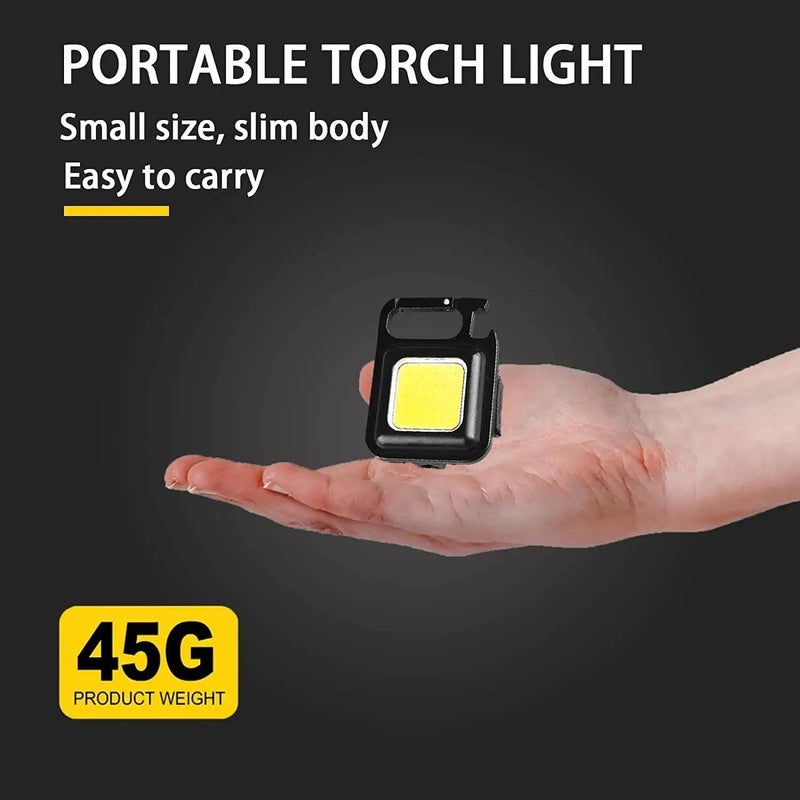 Onlinenest® Keychain Led Light 4 Hours Battery Life with Bottle Opener, Magnetic Base and Folding Bracket Mini Cob Rechargeable Emergency Light (Pack of 2) - Image 5