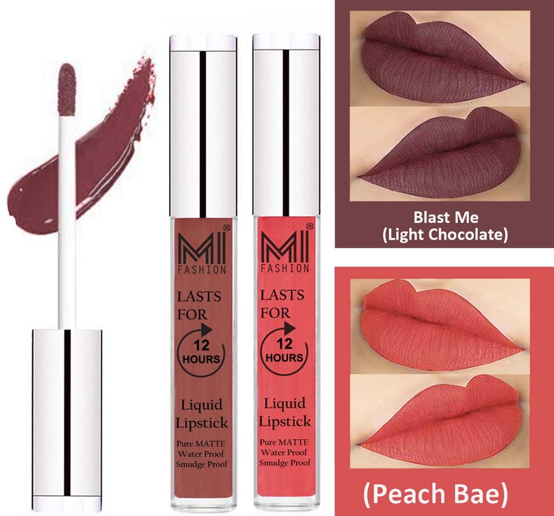 MI FASHION MI FASHION Pure Matte Liquid Lipstick 35ml Chocolate Peach Special Occasions Matte With Reliable Long Lasting Upto 12hr Elegance Set 2  - Image 1