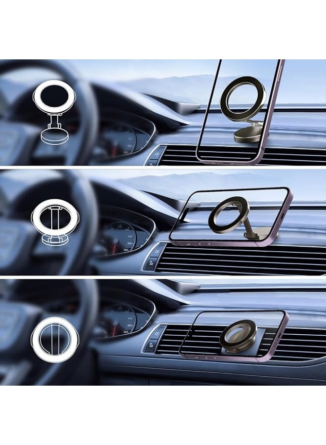 حامل موبايل مغناطيسي للسيارة، مغناطيس قوي مطوّر متوافق مع MagSafe، قاعدة قابلة للطي للتثبيت على التابلوه لاستخدام Hands-Free، متوافق مع آيفون 14/13/12 بجميع الإصدارات (داكن) - Image 2