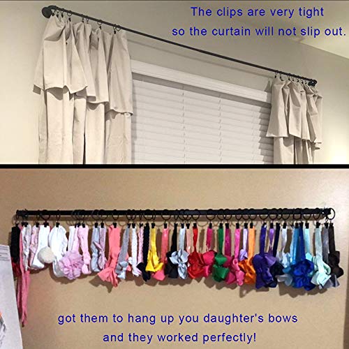 LLPJS 20 Pack Metal Curtain Rings with Clips, Curtain Clip Rings Hooks for Hanging Drapery Drapes Bows, Curtain Rod Rings 1.5 inch Interior Diameter, Black - Image 5