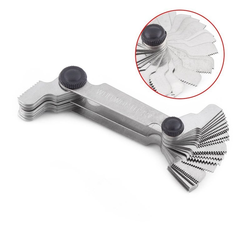 Walfront Thread Pitch Measuring Tool Stainless Steel Screw Pitch 52 Piece Set for Metric & British Whitworth - Image 3