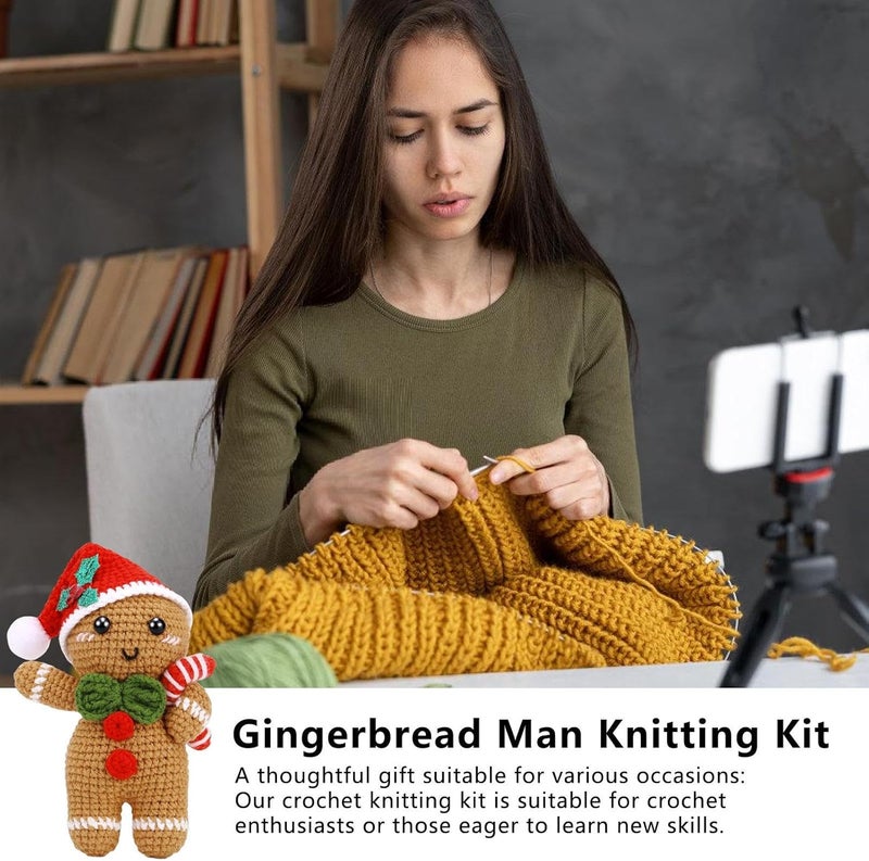 Crochet Kit for Beginners - Complete Gingerbread Crocheting Kit with Instruction - Seasonal Decors for Living Room, Bedroom, Study Room, Balcony, Computer Desk Borato - Image 3