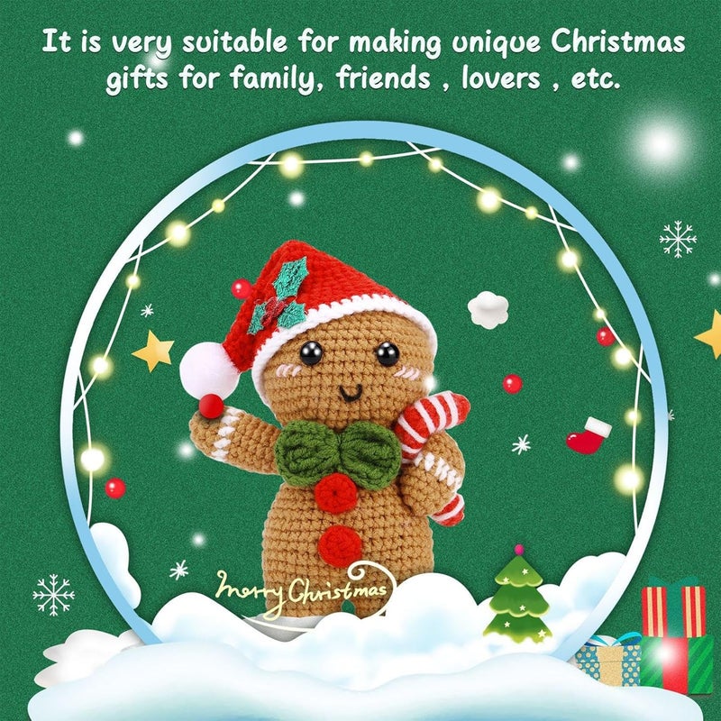 Crochet Kit for Beginners - Complete Gingerbread Crocheting Kit with Instruction - Seasonal Decors for Living Room, Bedroom, Study Room, Balcony, Computer Desk Borato - Image 2