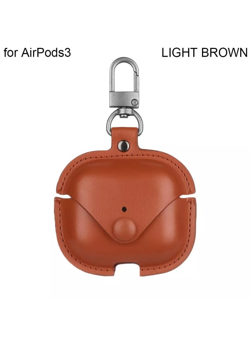 TWEGGON - Airpods 3 Case, Luxury Leather Case Compatible with Apple Airpods 3 Brown - Image 1