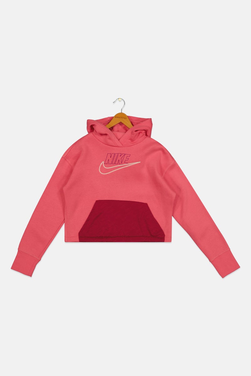 Nike Kids Girl Long Sleeve Hooded Outdoor Hoodies, Dusty Pink - Image 2