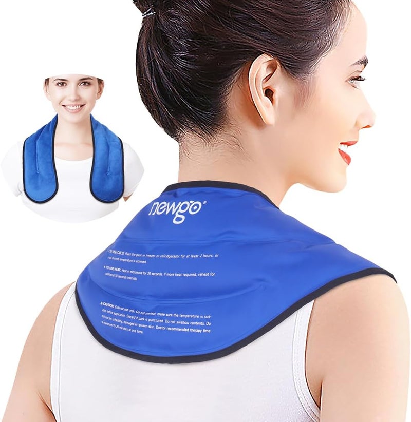 NEWGO NEWGO XL Neck Ice Pack Wrap Gel Ice Pack for Neck and Shoulders, Hot Cold Therapy Neck Cooling Wraps for Neck Injury, Sports Injury & Cervical Surgery, Ice Neck Wrap Soft Plush Lining