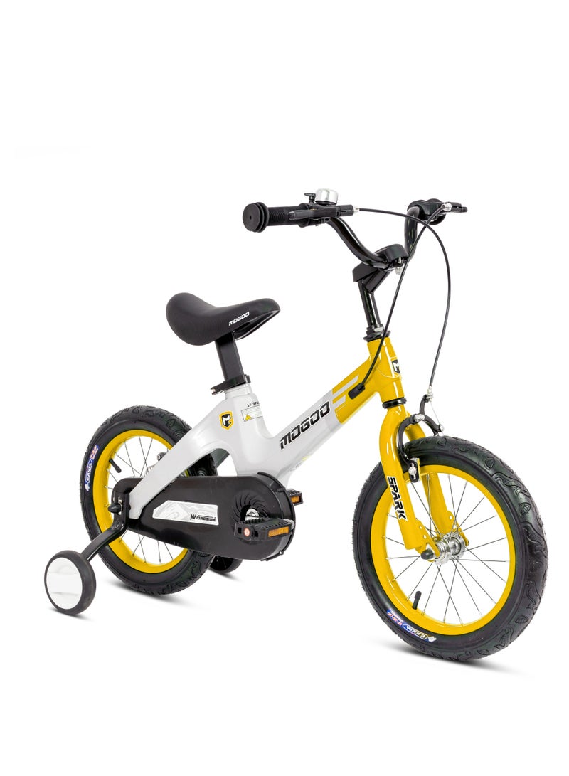 MOGOO Spark 14-Inch Kids Magnesium Bike | 14-Inch Wheel Size | Adjustable Seat | Yellow/White Color - Image 2