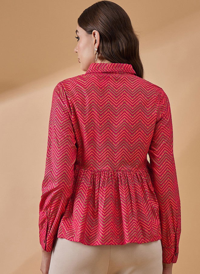 Baizee Routes by All About You Geometric Print Peplum Top - Image 4
