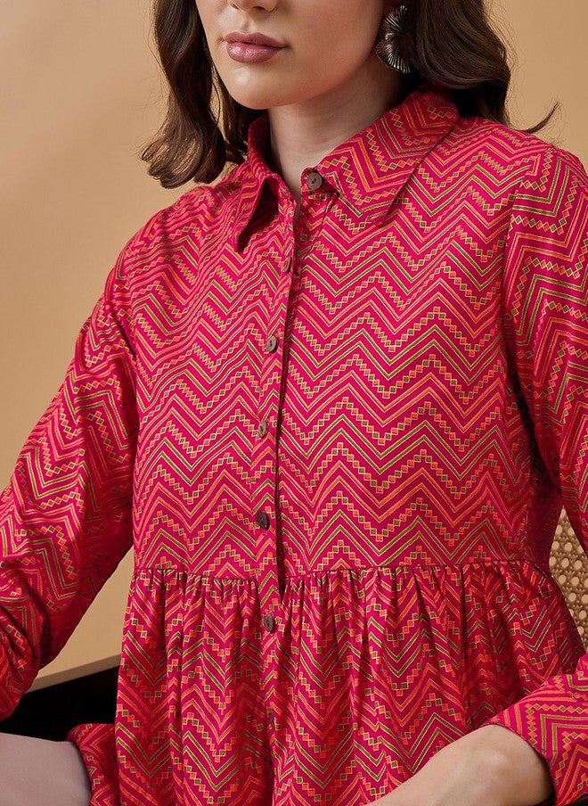 Baizee Routes by All About You Geometric Print Peplum Top - Image 2