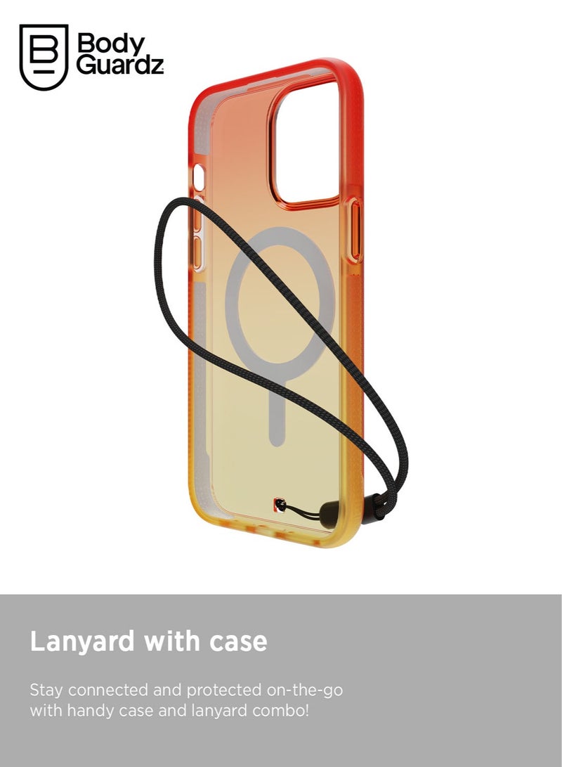 Bodyguardz غطاء حماية Ace Pro Ombre لجهاز iPhone 15 PRO مع حماية من السقوط حتى 18 قدم متوافق مع MagSafe مع حبل - بيسكوت الخوخ - Image 2
