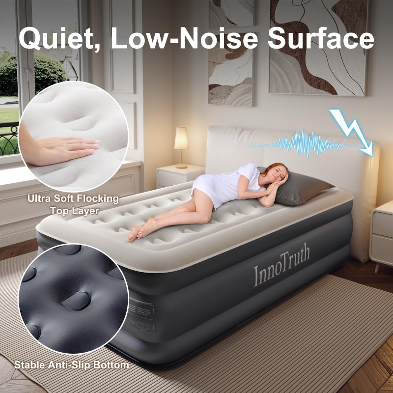 InnoTruth Twin Air Mattress with Built in Pump, Famiy Choice Award Winner, Inflatable Blow up Mattress, 18" Raised Colchones Inflables Air Bed, Ideal for Home and Outdoor, 300lb Weight Capacity - Image 2