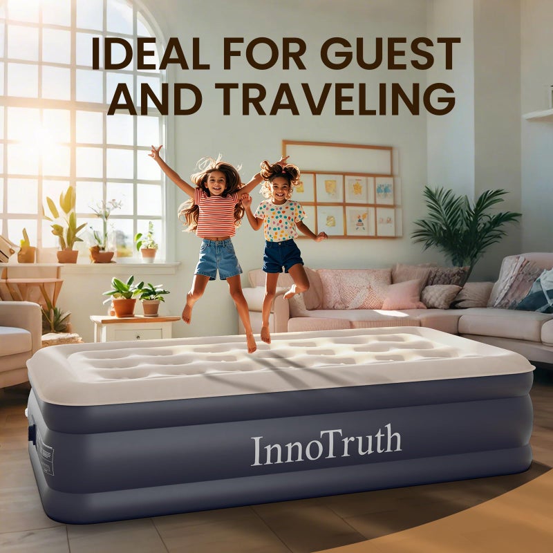 InnoTruth Twin Air Mattress with Built in Pump, Famiy Choice Award Winner, Inflatable Blow up Mattress, 18" Raised Colchones Inflables Air Bed, Ideal for Home and Outdoor, 300lb Weight Capacity - Image 5
