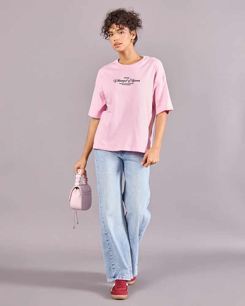 Redtag Women Pink Printed T-Shirt