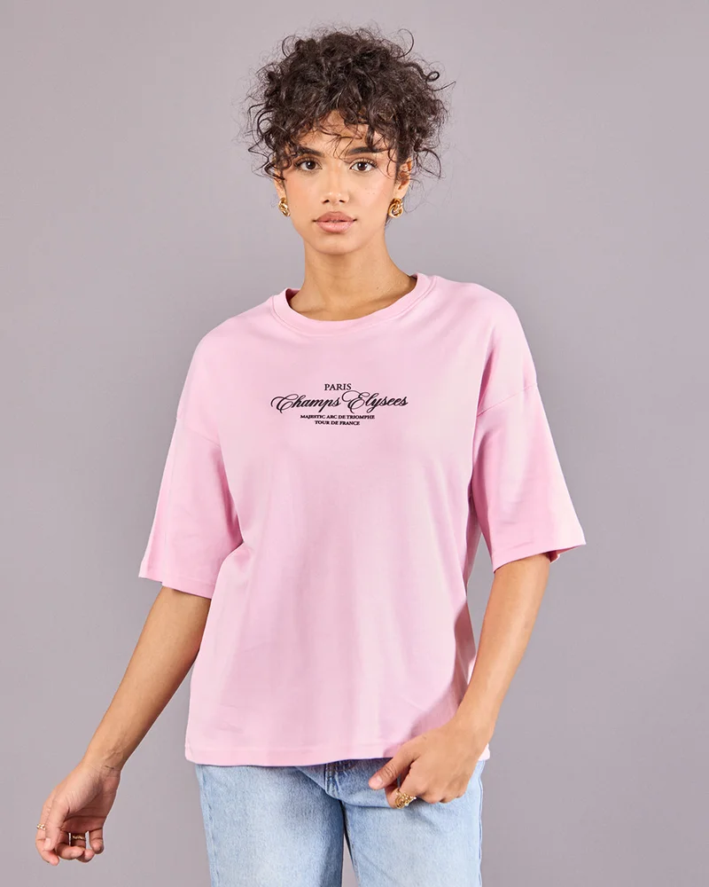 Redtag Women Pink Printed T-Shirt