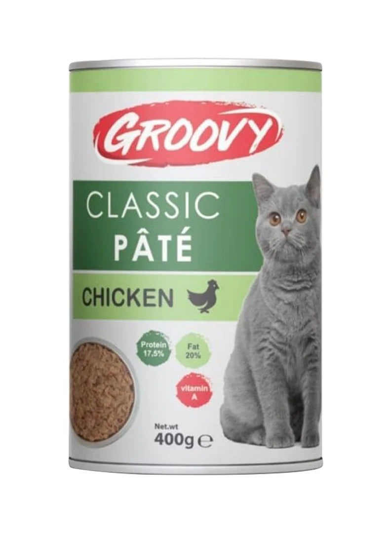 جروفي طعام رطب للقطط من جروفي (باتيه دجاج كلاسيكي، 400 غرام)