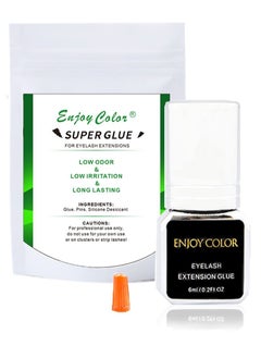 Enjoy Color Super Glue Eyelash Extension Adhesive - Eyelash Extension 6ml / 3 Second Drying Time / Holds - 7-8 Weeks/Maximum Adhesion/Black Adhesive Suitable for Semi-Permanent Extensions/Professional Supplies- Latex Free  - Image 1