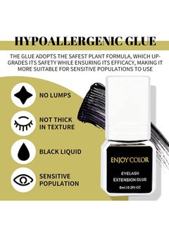 Enjoy Color Super Glue Eyelash Extension Adhesive - Eyelash Extension 6ml / 3 Second Drying Time / Holds - 7-8 Weeks/Maximum Adhesion/Black Adhesive Suitable for Semi-Permanent Extensions/Professional Supplies- Latex Free  - Image 2