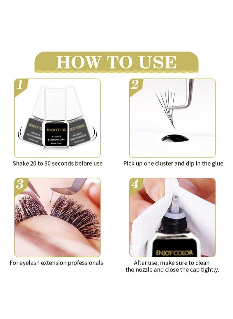 Enjoy Color - Super Glue Eyelash Extension Adhesive - Eyelash Extension 6ml / 3 Second Drying Time / Holds - 7-8 Weeks/Maximum Adhesion/Black Adhesive Suitable for Semi-Permanent Extensions/Professional Supplies- Latex Free - Image 1