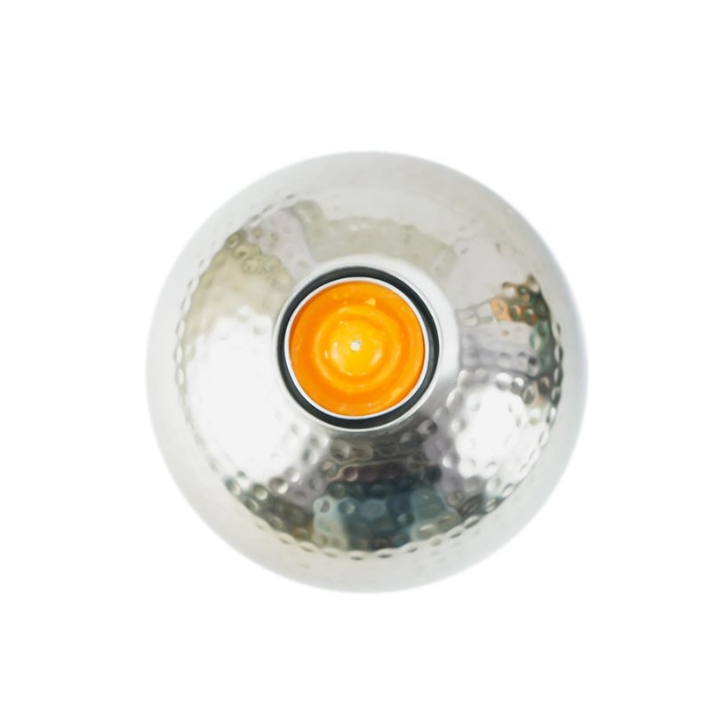 OGGN Hammered Metal Ball Tea Light Holder Round Tealight Home Decor Iron Metal Handcrafted Candle Stand Decorative Items for Home Living Room Pooja Room Large Silver - Image 2