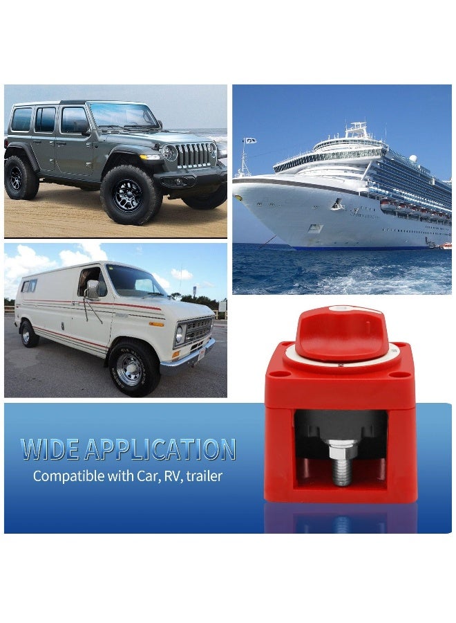 Loquat Battery Switch 12-48V Power Cut Master Switch Master Battery Disconnect Switch for Car Vehicle RV and Marine Boat (On/Off) (Red) - Image 4