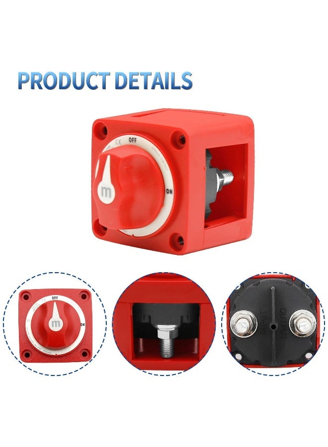 Loquat Battery Switch 12-48V Power Cut Master Switch Master Battery Disconnect Switch for Car Vehicle RV and Marine Boat (On/Off) (Red) - Image 2