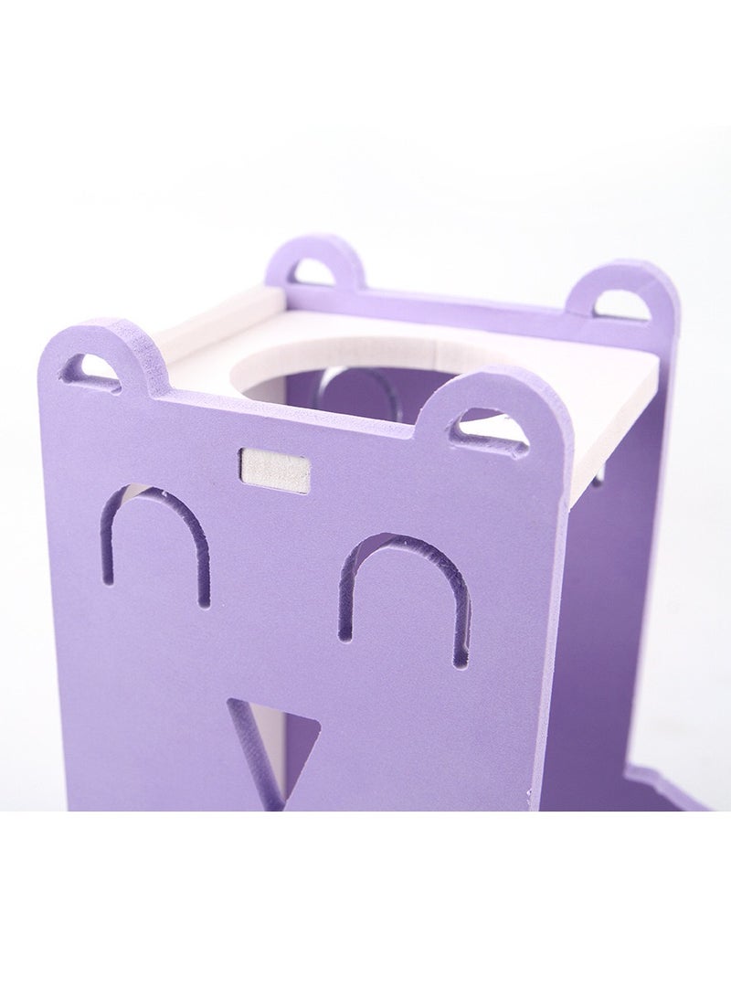 2 in 1 Hamster Water Bottle Stand With Bottle Automatic Water Drinker Base Small Pet Hanging Water Dispenser Holder Small Pet Food Container Base for Hamster Gerbil Mouse (Purple) - Image 2