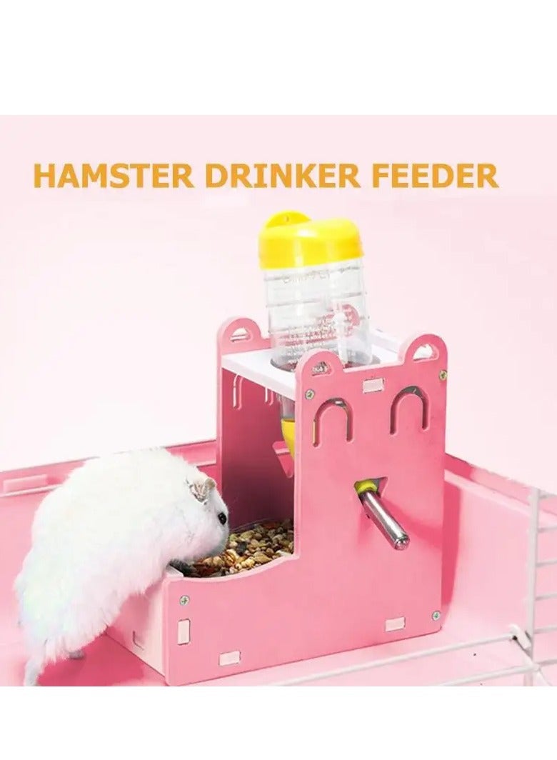 2 in 1 Hamster Water Bottle Stand With Bottle Automatic Water Drinker Base Small Pet Hanging Water Dispenser Holder Small Pet Food Container Base for Hamster Gerbil Mouse (Purple) - Image 5