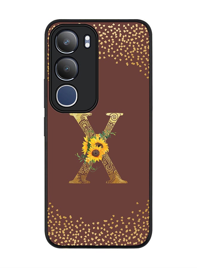 Stylizedd For vivo Y19s / Y19s Pro Case,Slim fit Camera Protection, Shockproof Thin Phone cover  - Custom Floral Monogram - X  (Brown )