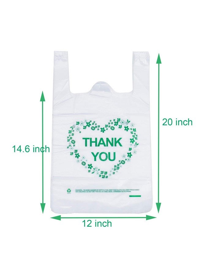 LazyMe LazyMe Thank You T Shirt Bags Plastic Grocery Bags White Sturdy Handled Merchandise Bags,Standard Supermarket Size, 12 x 20 inch (50 pcs) - Image 2