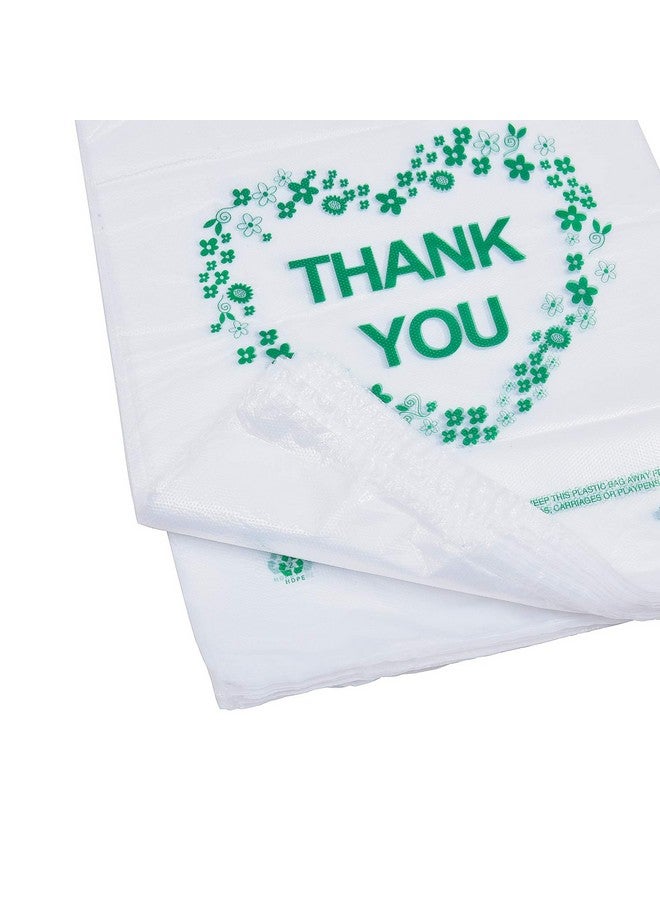 LazyMe LazyMe Thank You T Shirt Bags Plastic Grocery Bags White Sturdy Handled Merchandise Bags,Standard Supermarket Size, 12 x 20 inch (50 pcs) - Image 3