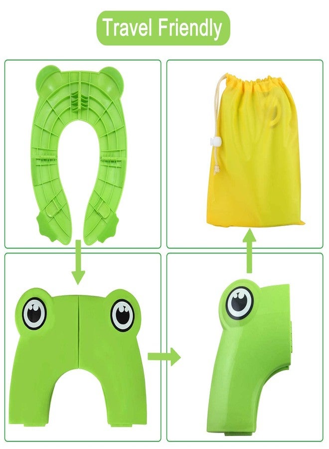 AEREX Foldable Potty Training Seats For Baby Portable Potty Toilet Seat for Baby Potty Training Seat Cover, Travel Toilet Seat, Folding Non Slip Silicone Pads With Carry Bag (Green) - Image 2