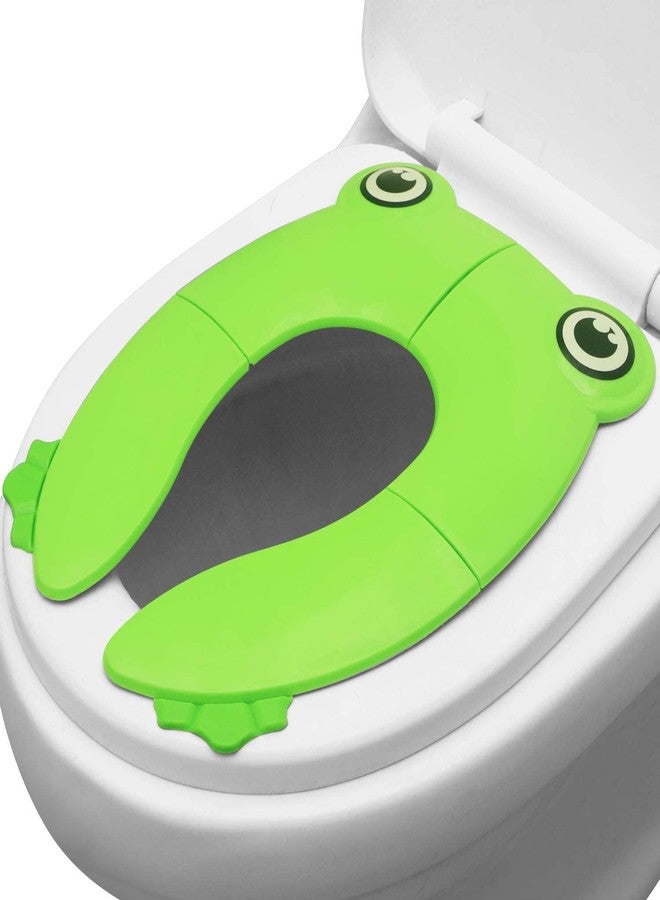 AEREX Foldable Potty Training Seats For Baby Portable Potty Toilet Seat for Baby Potty Training Seat Cover, Travel Toilet Seat, Folding Non Slip Silicone Pads With Carry Bag (Green) - Image 1