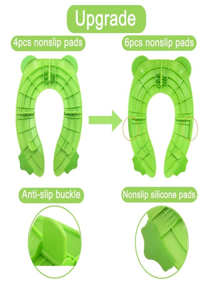 AEREX Foldable Potty Training Seats For Baby Portable Potty Toilet Seat for Baby Potty Training Seat Cover, Travel Toilet Seat, Folding Non Slip Silicone Pads With Carry Bag (Green) - Image 4