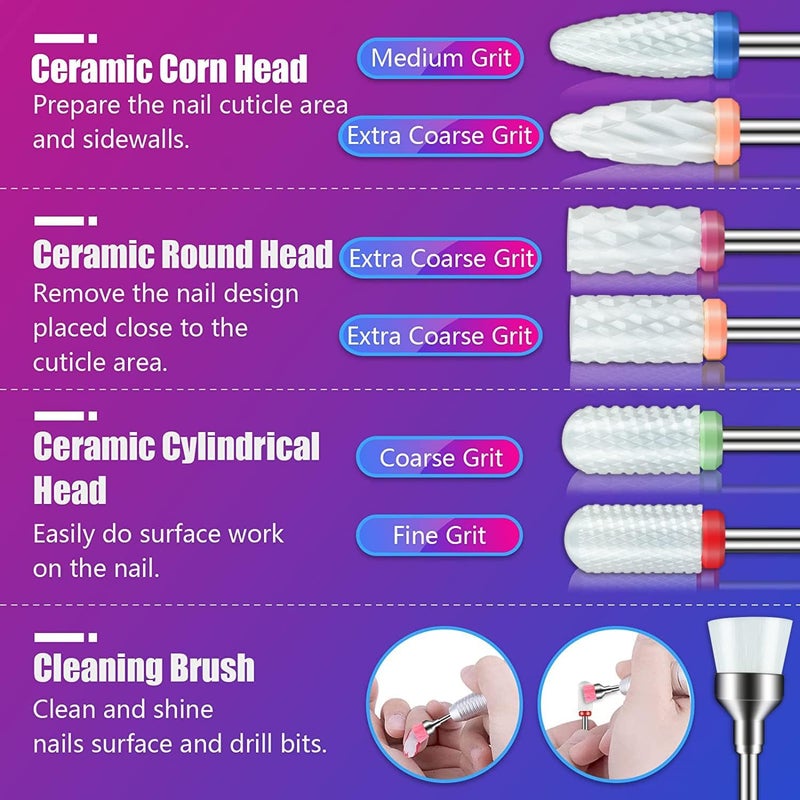 Depvko 30Pcs Nail Drill Bits Set: 3/32 Inch Carbide Cuticle Ceramic Diamond Nail Bits for Nail Drill for Acrylic Gel Nail Manicure Pedicure Remover Tools for Home Salon - Image 3