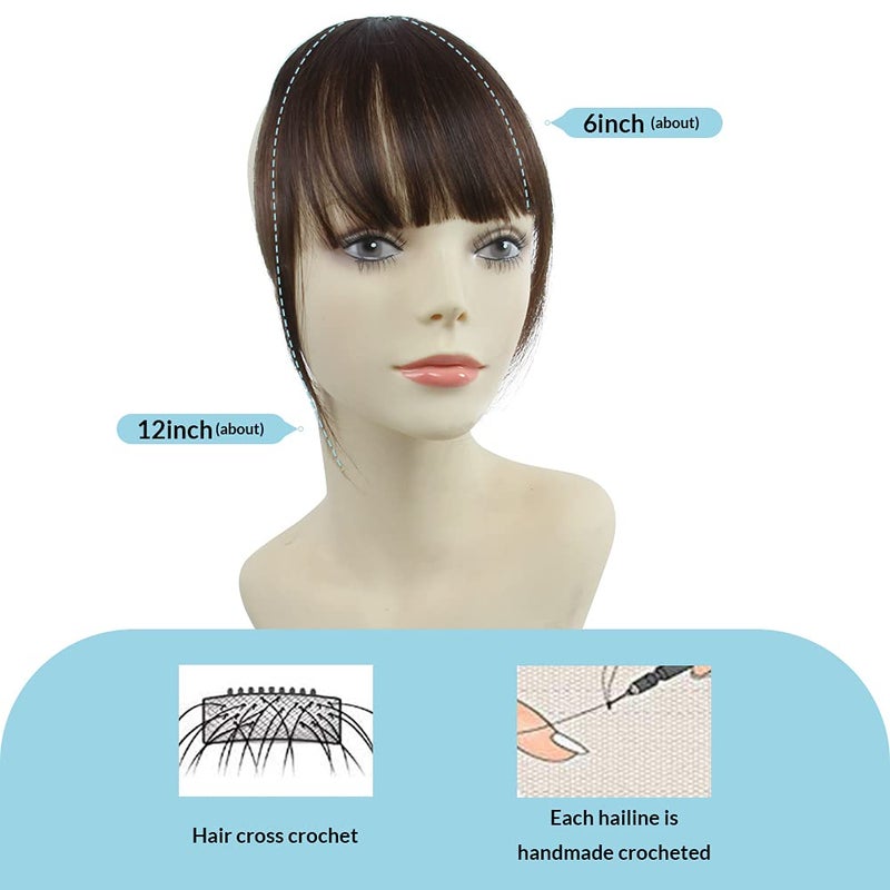 Shinon Clip in Bangs Dark Brown Human Hair Bang Fringe Hair Real Natural Fashion Clip in Hair Extension - Image 2