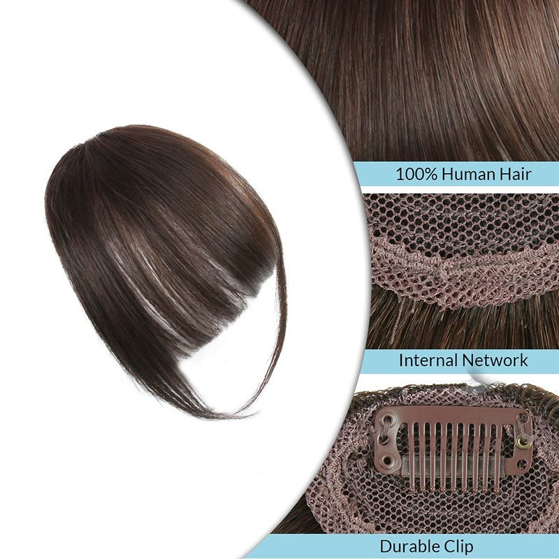 Shinon Clip in Bangs Dark Brown Human Hair Bang Fringe Hair Real Natural Fashion Clip in Hair Extension - Image 4