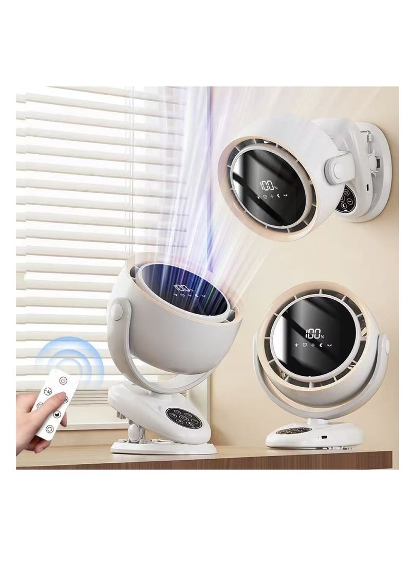Desk Fan, Table Fan, Rechargeable Fan, Cooling Fan with Remote, Air Circulator Fan, Portable Desktop Fan for Bedroom Home Office Travel, 90°+180° Oscillating Summer Essentials Fan (F7)  - Image 1