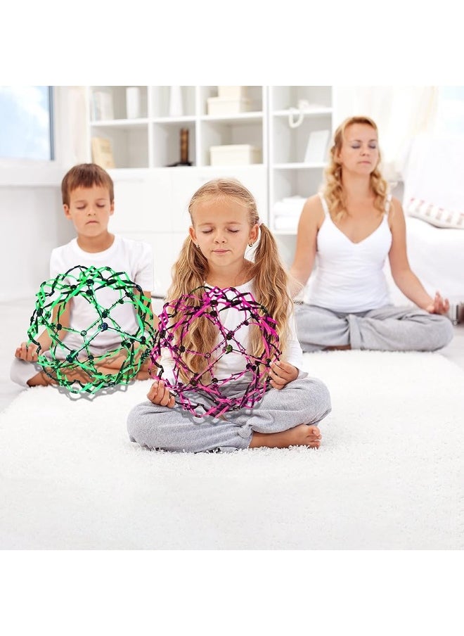4E's Novelty 4E's Novelty 3 Pack Expandable Breathing Ball Sphere Toy - Expanding Stress Relief Breathing Ball Toys for Kids & Adults - for Anxiety, Yoga, Deep Breathing, ADHD - Neon Blue, Pink, & Green  - Image 4