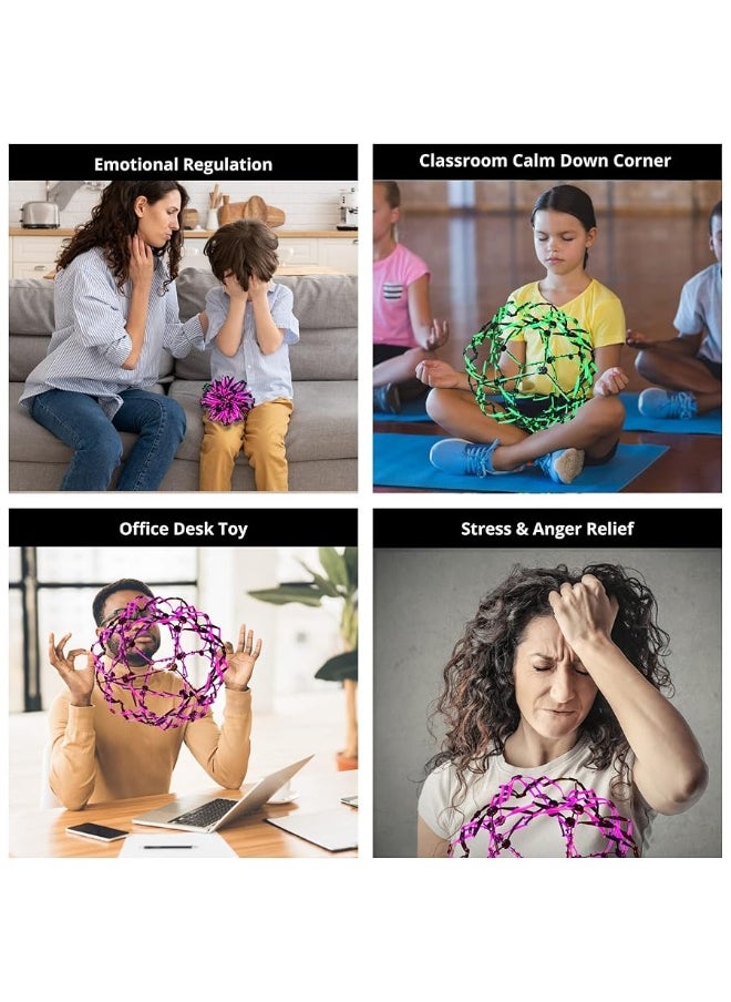 4E's Novelty 4E's Novelty 3 Pack Expandable Breathing Ball Sphere Toy - Expanding Stress Relief Breathing Ball Toys for Kids & Adults - for Anxiety, Yoga, Deep Breathing, ADHD - Neon Blue, Pink, & Green  - Image 1