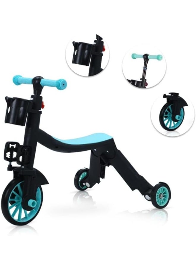 3 in 1 Kids Scooter and Bike, Adjustable Toddler Balance Bike with Durable Plastic Shell, for Boys and Girls Age 2-8 Years Code 1888, From -  (BLUE)  - Image 3