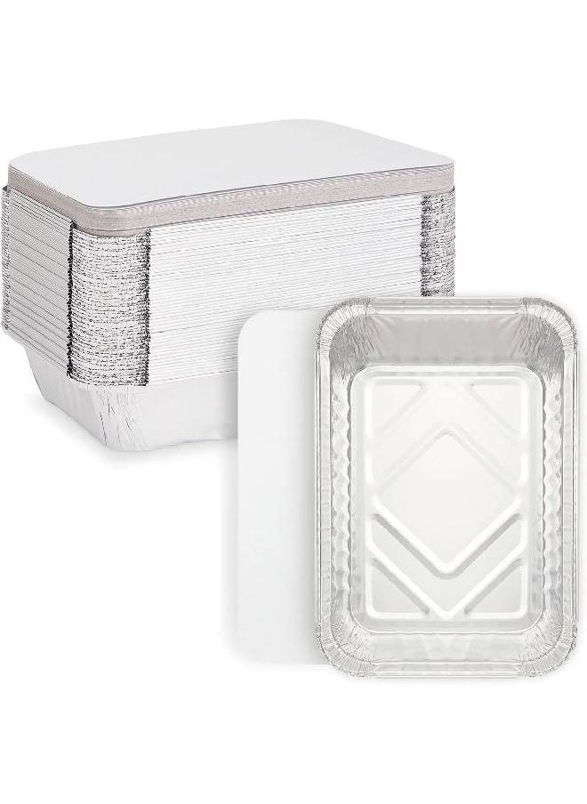 Generic 9 disposable rectangular foil dishes with a lid (40 pieces)  - Image 1